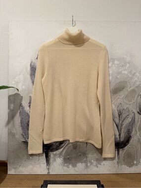 Only Mine Soft Cream Cashmere Turtleneck Sweater